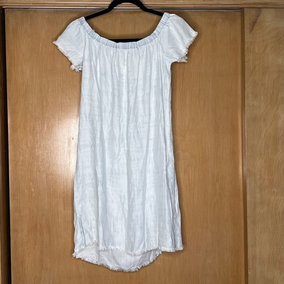 Cloth & Stone Womens Light Blue Chambray Off The Shoulder Mini Dress Size Small - Picture 2 of 12